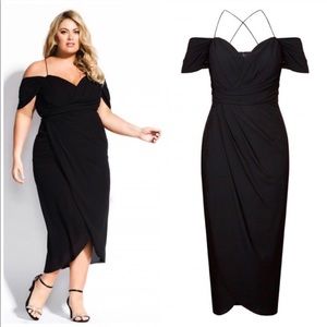 City chic Off the shoulder maxi Entwine dress